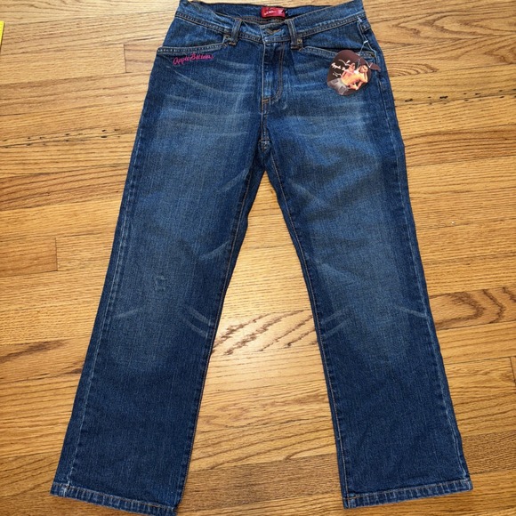 Vintage Apple Bottom Jeans  Size 8 Pink Embroidered Y2k 90s Nelly NWT - Picture 1 of 9